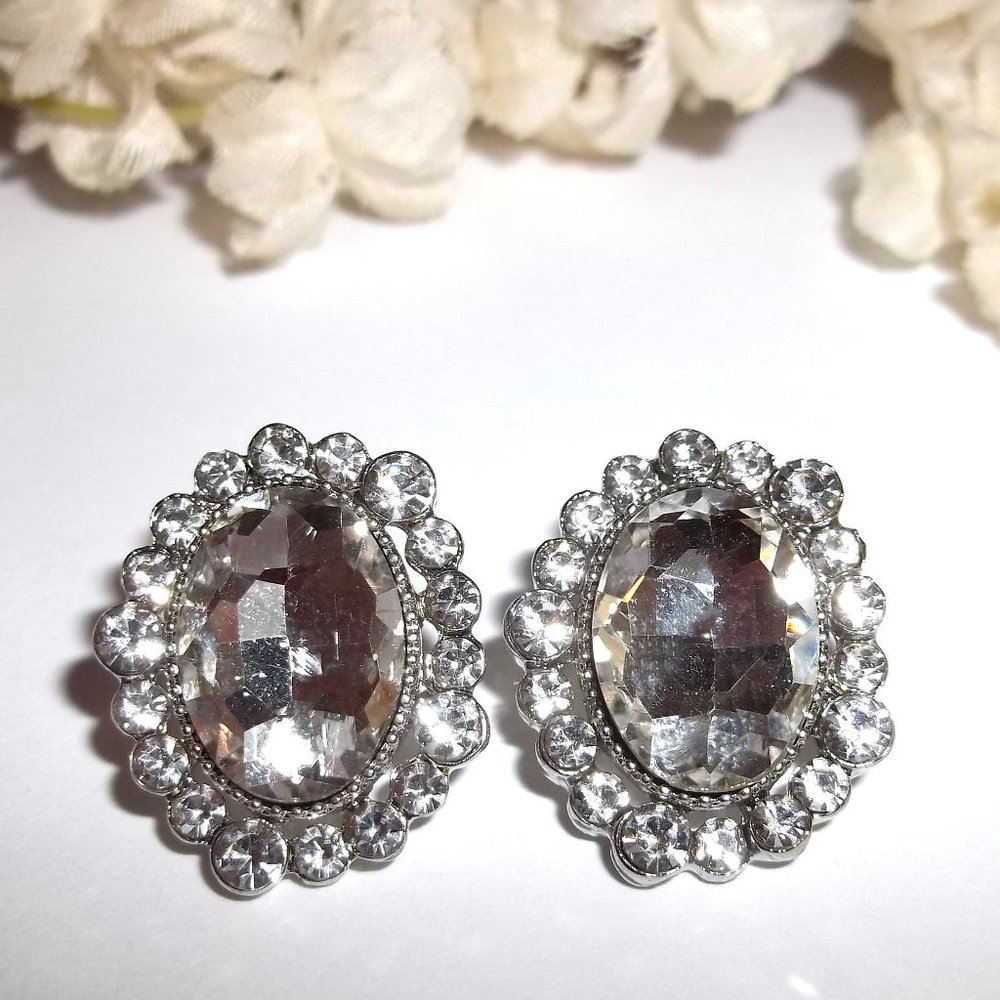 Earrings Faux White Diamond Rhinestone Post Stud Fancy Sparkly Jewelry Set C240